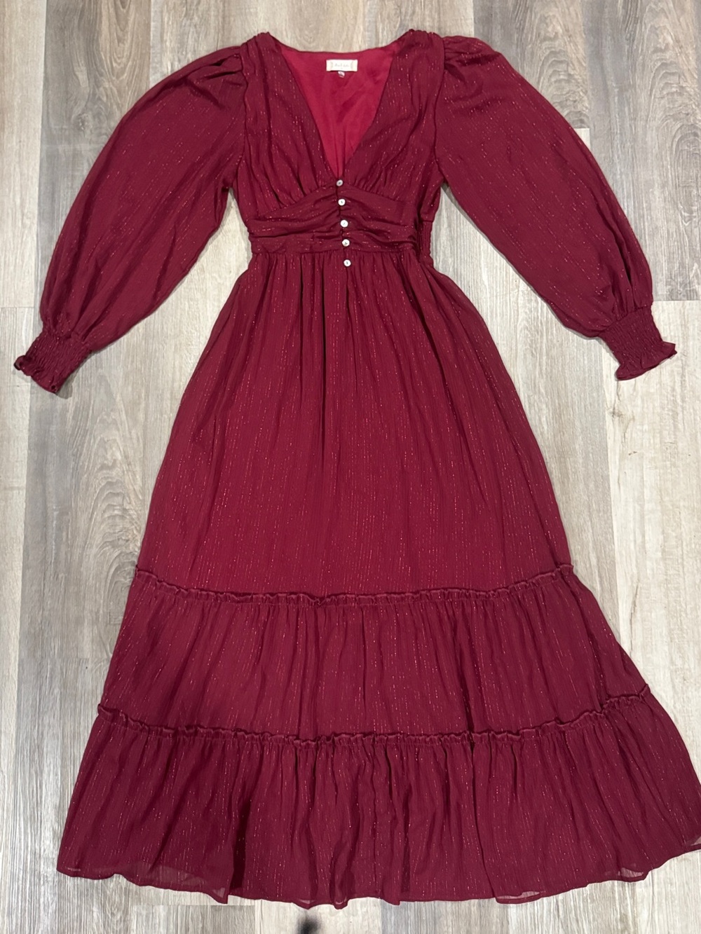 Altar'd State Deep Burgundy Long-Sleeve V-Neck Maxi Dress - Picture 2 of 13